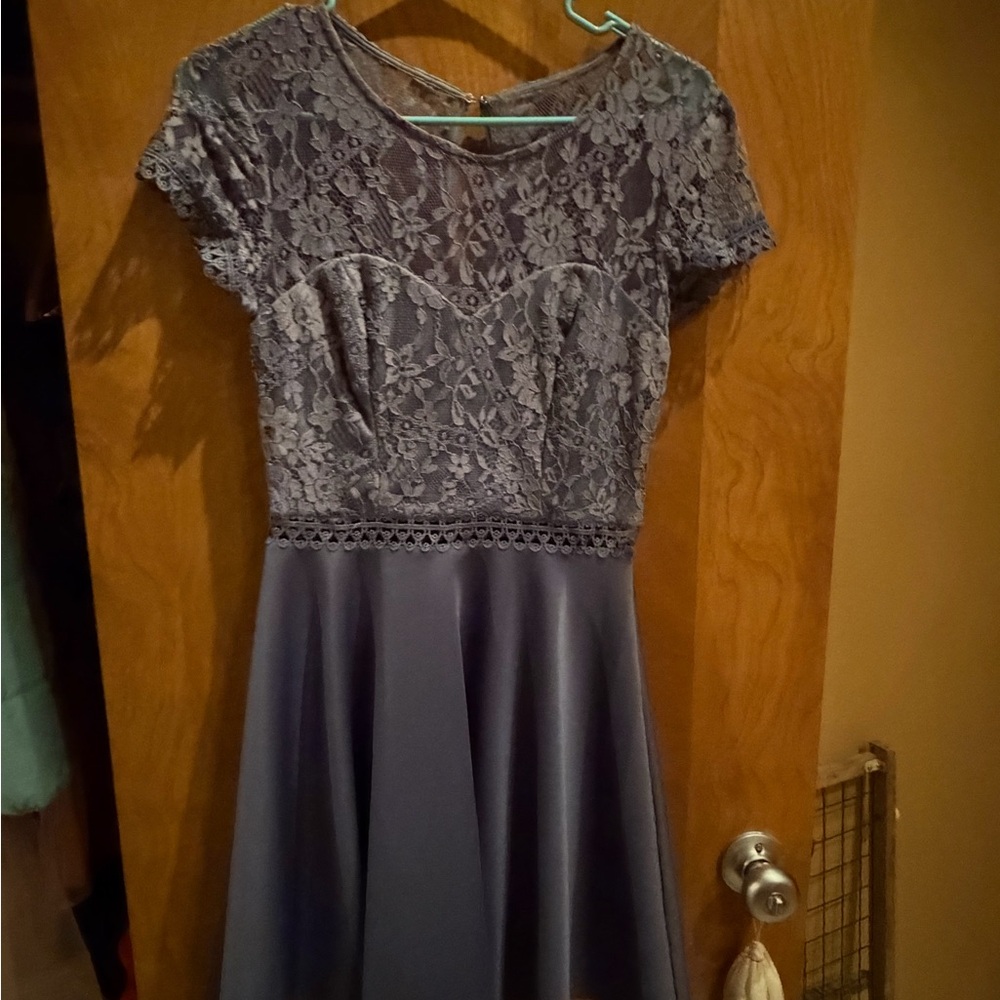 City Studio Lace Mini Dress in Blue